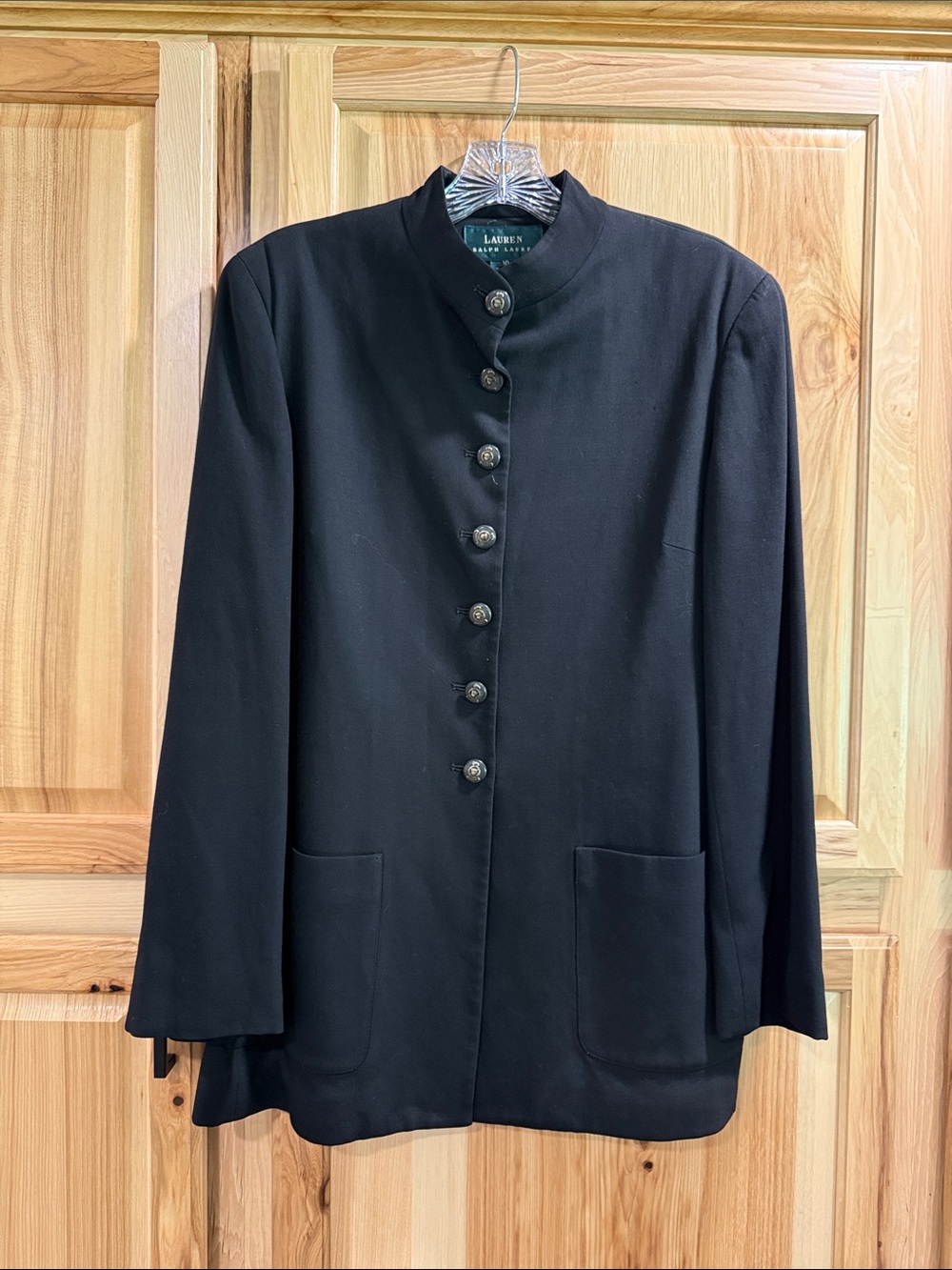Vintage Lauren Ralph Lauren Sz 10 Black Military Style Button Blazer Jacket